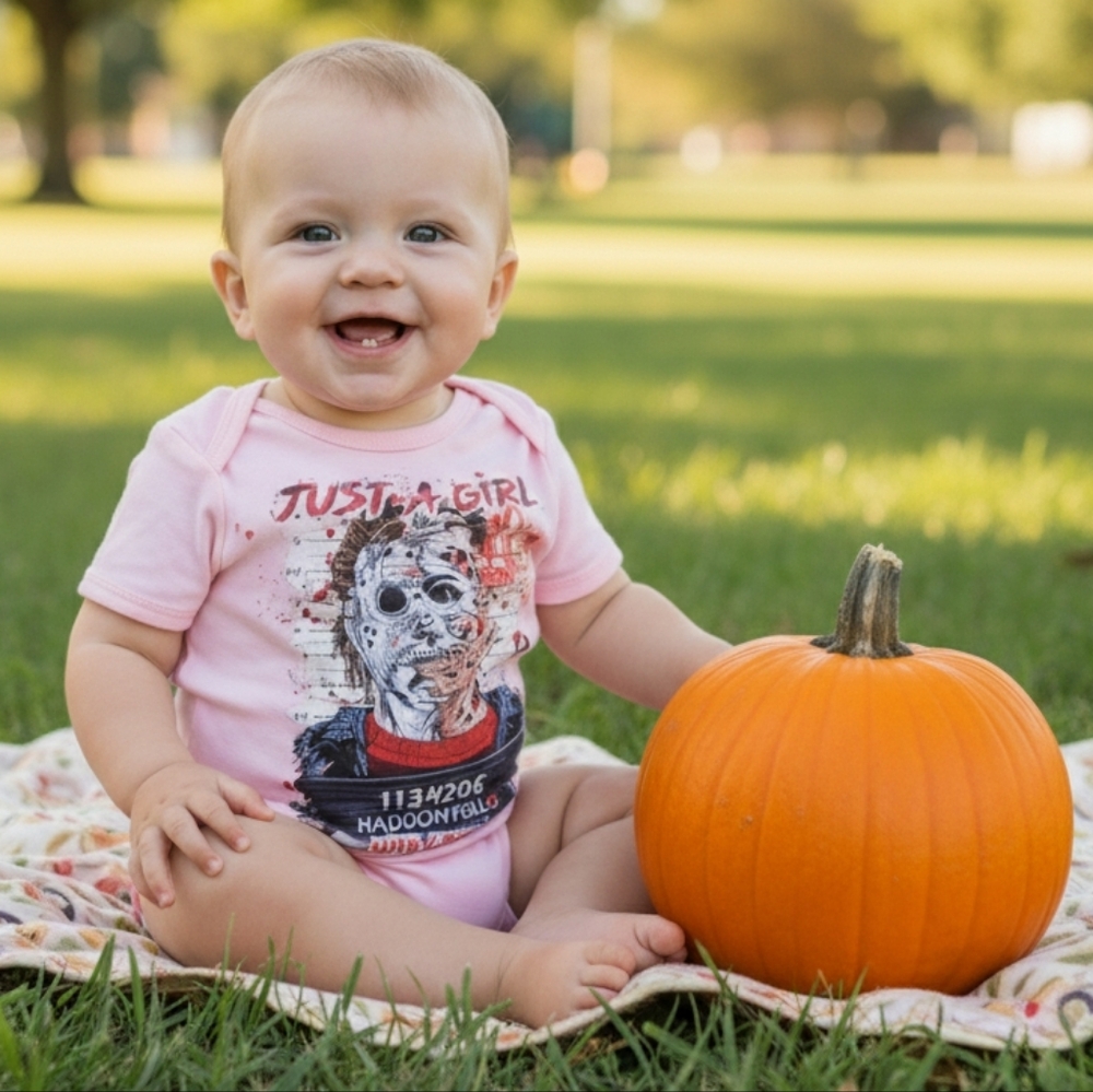 New Novelty Horror Design 12-18 mth Baby Girl One Piece Friday The 13th